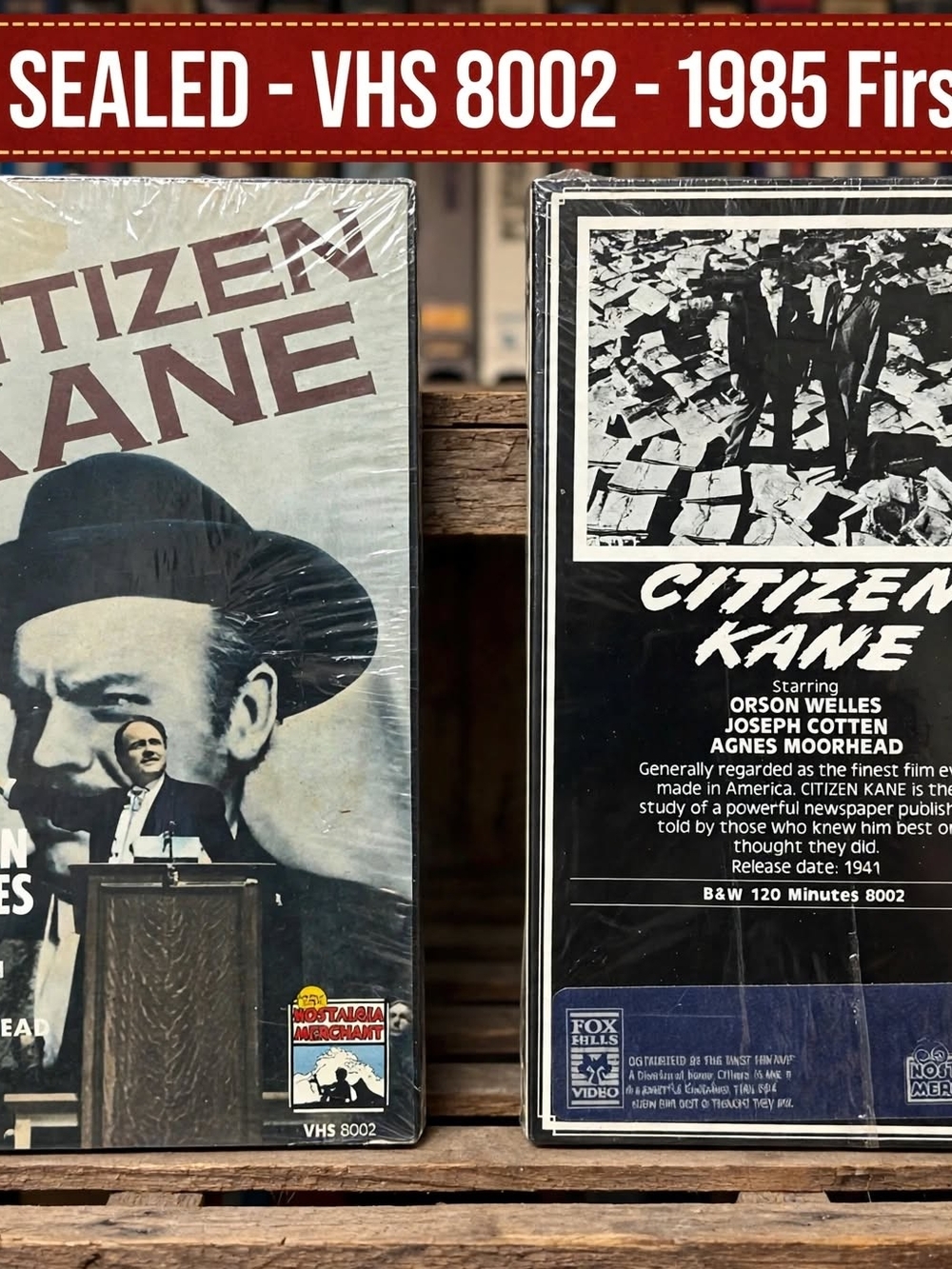 Citizen Kane Sealed VHS Vintage-Style Black Cover